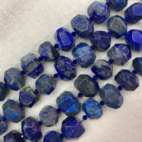 16-18mm oval faceted lapis lazuli stone beads natural stone beads DIY spacer beads for jewelry making strand 15"