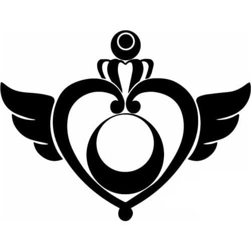 17.7*13.4CM Fashion Sailor Moon Transformation Locket Car Sticker Cover The Body Of The Cartoon Vinyl Decals Black/SilverC7-1730