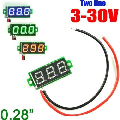 2Wire 0.28" DC 3-30V digital voltmeter MINI LED Display volt Meter High precision Voltage Indicator Monitor Tester Meter 5v 12v