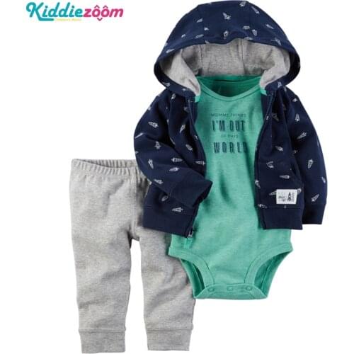 3PCS Baby Boy Clothes Unisex Cotton Baby Suit 6-24M Bodysuits+Coat+Pant Baby Girl Clothes Long Sleeve Winter Clothing Sets