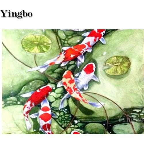 5D Home Decor DIY Diamond Painting koi Lotus Cross Stitch Full Square Round Diamond Embroidery Animal Rhinestones Pictures art