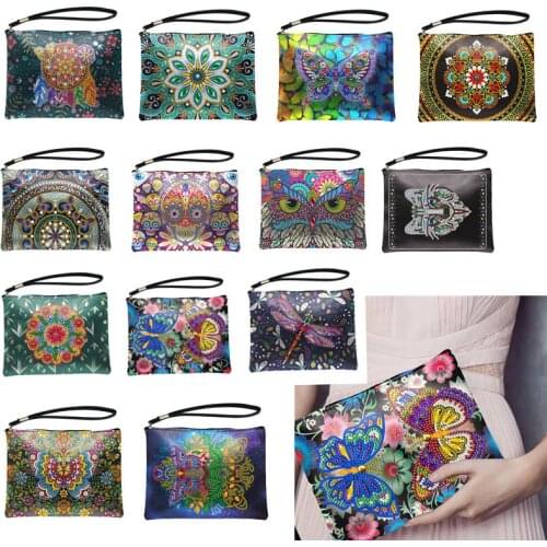 Diamond Painting Cross Stitch DIY Diamond Sticker Wallet womens Handbag Leather Large Coin Purse