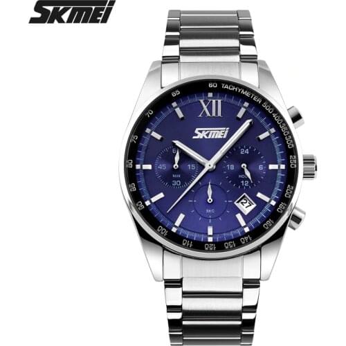 2020 New popular SKMEI Brand Men Business Casual Quartz Watches Fashion Personality auto date chronograph stainless steel Watch