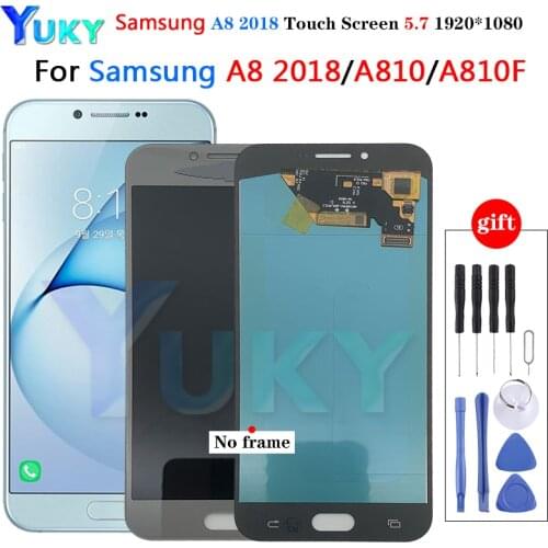 For Samsung Super oled A810 Lcd Display Voor Samsung Galaxy A8 2016 Lcd SM-A8100 A810F Lcd Touch Screen Digitizer Vergadering