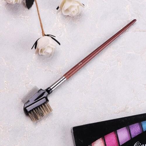 Double Head Eyebrow Brush and Eyelash Comb #276 Professional Wood Handle Eyelash Mascara Metal Comb Define Makeup Brush