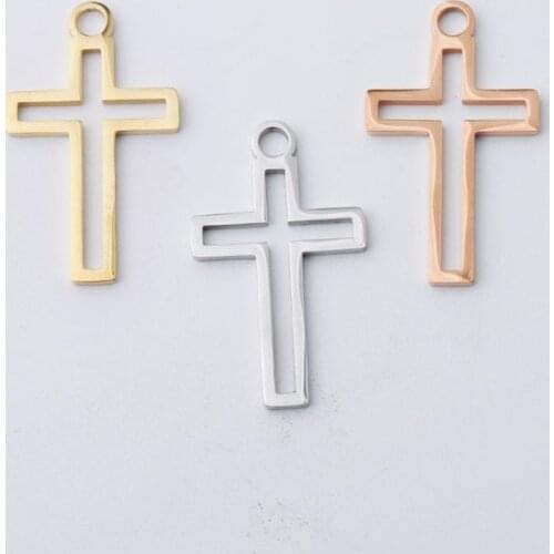 Fnixtar 20Pcs Hollow Cross Charms Mirror Polish Stainless Steel Charms For DIY Making Necklace Keychain Womens Trend Jewelry