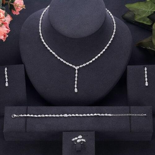 Jankelly Hotsale African 4pcs Bridal Jewelry Sets New Fashion Dubai Jewelry Set For Women Wedding Party Accessories Design