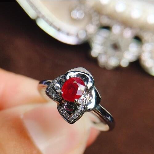 Ruby Ring Pure 18K Gold Jewelry Real Natural 0.46ct Red Ruby Diamonds Jewelry Anniversary Females Rings for Womens Fine Rings