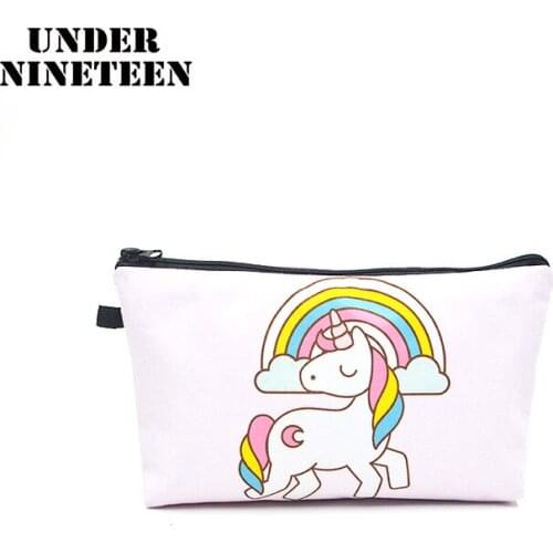 Under Nineteen 2019 cartoon Kawaii Cosmetic Bags Unicorn Make Up Bag Neceser Travel Toiletry Organizer Bag Women' Storage Pouch