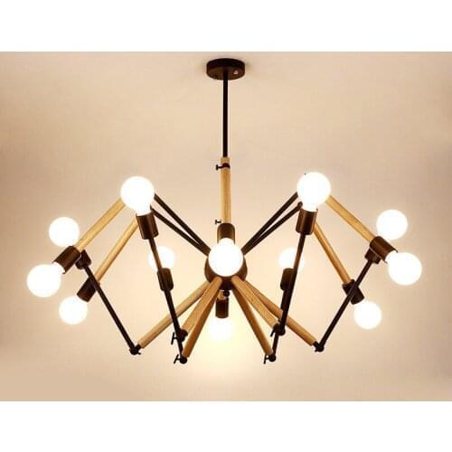 Black spider chandelier modern wooden chandelier lighting fixture for kitchen/bedroom/dining/living room DIY creative lighting