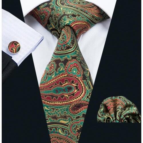 FA-1670 2017 Barry.Wang Men`s Tie Floral Silk Jacquard Woven Gravata Necktie Hanky Cufflink Set For Business Groom Wedding Party