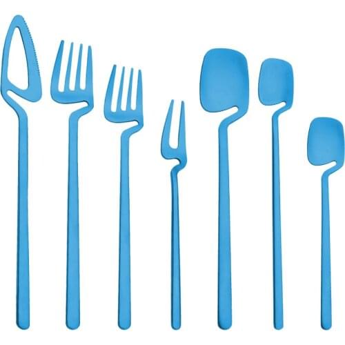 1Pcs Matte Blue Dinnerware Knife Dessert Fork Coffee Spoon Food Tableware Set Western Wedding Party Home Flatware Cutlery Set