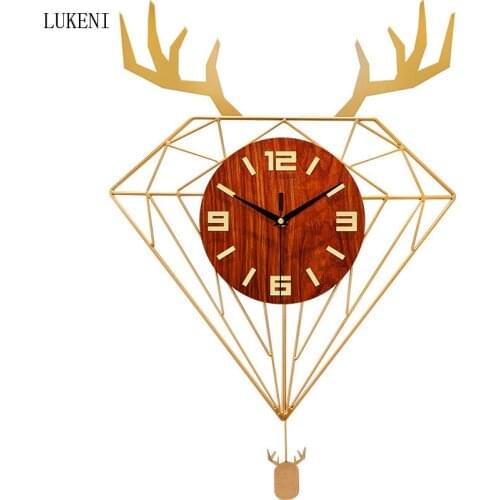 Nordic Deer Head Wall Clock Living Room Home Fashion Modern Minimalist Creative Wall Watch Mute Quartz Clock