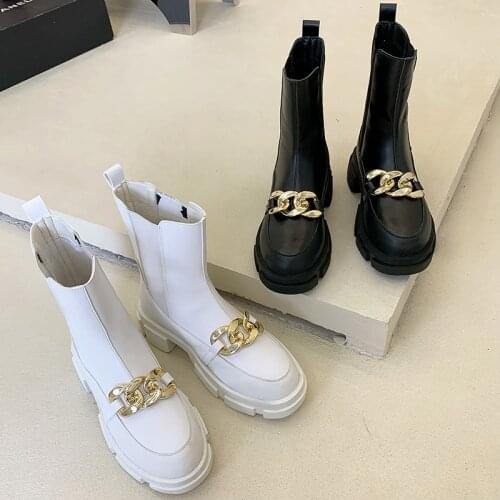 2021 New Women Casual Boots Platform Square Heel Autumn Shoes Fashion Ankle Boots Ladies Chelsea Boots Round Toe Boot