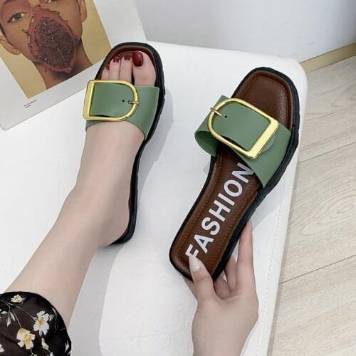 New Flat-bottomed Womens Slippers Summer Slippers One-word Slippers Multi-color Womens Beach Sandals Womens Casual Slippers