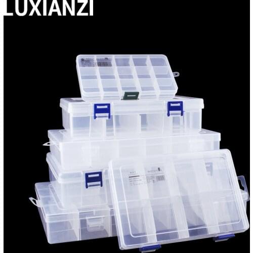 LUXIANZI Adjustable Plastic Storage Tool Box Portable Transparent Metal Parts Hardware Tools Screwdriver Organizer toolbox Case
