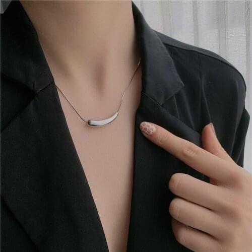 Korean&Japan Style Silver Color Snake Chain Water Drop Bar Pendant Necklace Women Accessories Girl Gifts Fashion Party Jewelry