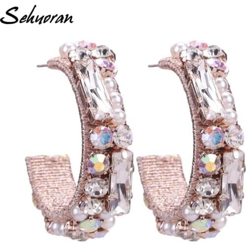 Sehuoran Crystal Oorbellen Stud Earrings For Women Wedding Bohemian Pendientes Earrings Fashion Jewelry Vintage Oorbellen Gifts