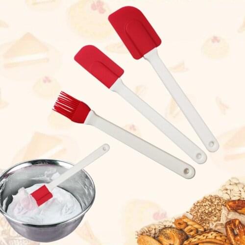 Teyaao 3pcs/set Silicone Spatula Heat Resistant Baking Scraper Butter Cream Cake Smoother Polisher Cake Decorating Tool