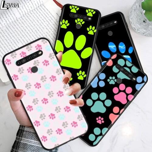 Dog foot Paw for LG G8 G8S G8X V30 V35 V40 V50 V60 ThinQ Q60 K40 K50 K30 K41 K51 K61 K71 K22 Black Phone Case