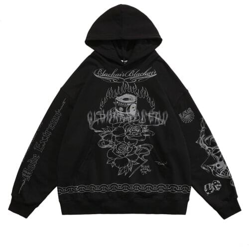 Techwear Hip Hop Hoody Gypsophila Reflective Letter Plush Hoodie Sweatshirt Men Autumn Winter Casual Streetwear Male Pullover