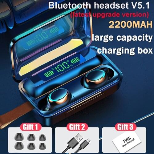 TWS Bluetooth 5.1 Earphones 2200mAh Charging Box Wireless Headphone 9D Stereo Sports Waterproof Earbuds Headsets With Microphone