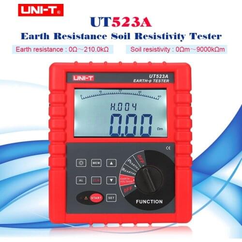 UNI-T UT523A Digital 2/3/4 Pole Earth Ground Resistance Megger Voltage Soil Resistivity Tester Meter RS232 Ohm meter Multimeter