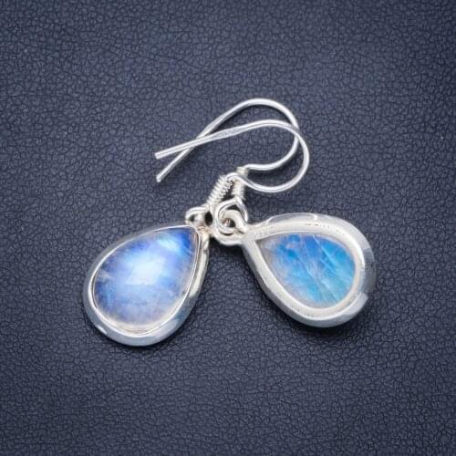 Natural Rainbow Moonstone Handmade Unique 925 Sterling Silver Earrings 1.25" A0696