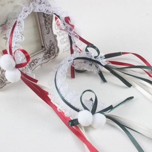 Women Girl Lace Bow Ribbon Hair Band Women Headband Maid Cosplay Costume Japanese Anime Lolita Hair Accessories