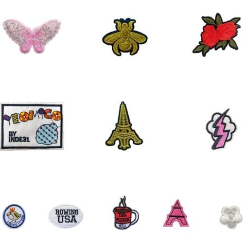 Fashion style brand new trendy cartoon patter hot melt adhesive applique embroidery thread DIY accessories patches stripes