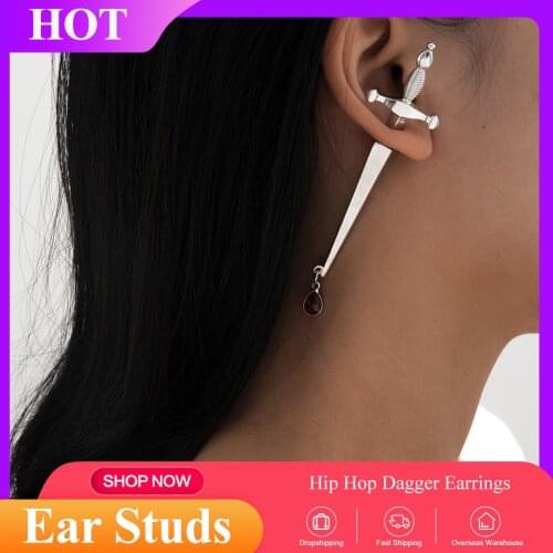 1Pcs Vintage Cool Sword Earrings Female Punk Ear Hoops Fashion Jewellery Novel Charm Women Men Gift Gothic Mystical Unique