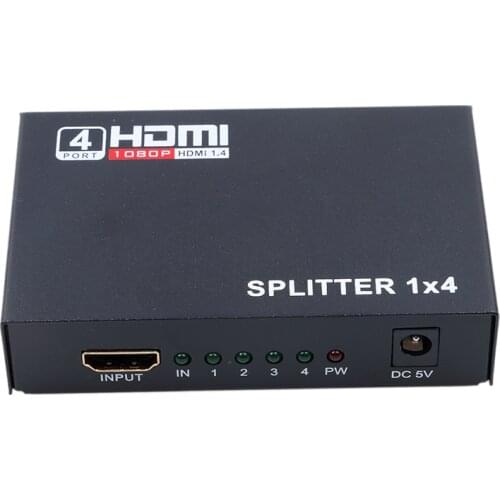 Hot 1 In 4 Out HDMI Splitter 1X4 4 Port Hdmi Hub Repeater Amplifier 1.4 3D 1080p With Power Supply Long Distance Transmission