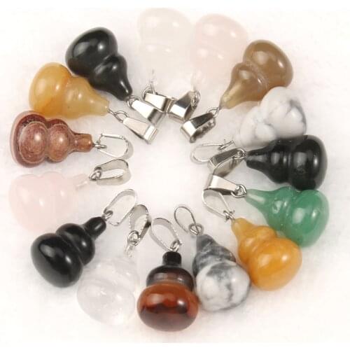 10PCS/Lot 22x13mm Gourd Shape Natural Agates Jaspers Jades Crystal Stone Necklace Pendant for Female Women Gift