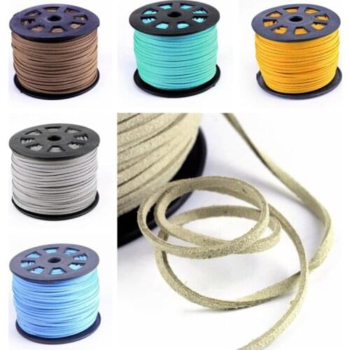 100yards/roll 3x1.5mm Faux Suede Flat Cord Thread String Rope for Jewelry Making Handmade Bracelet Necklace Handmade Accessories