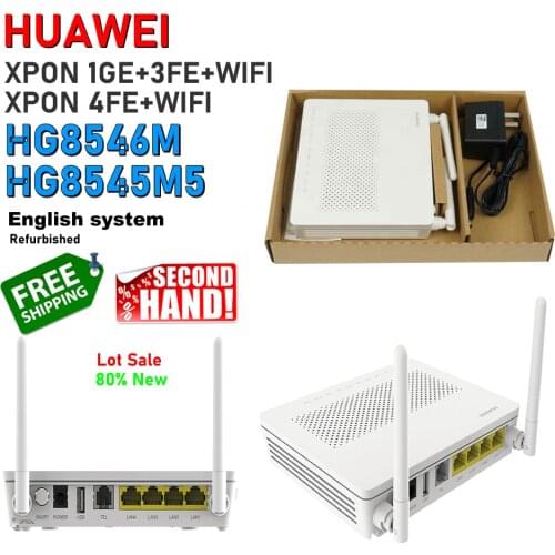 5pcs 10pcs /Lot Refurbished Huawei HG8546M HG8545M5 XPON 4FE 1GE+3FE +WIFI oNU Terminal English Firmware Modem Router ONT