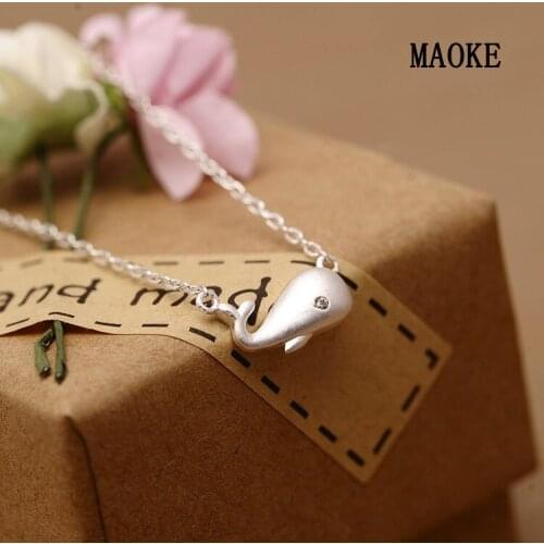 Promotions Small Fresh Simple Dolphins Shape 925 Sterling SV Necklace for Womens Fashion Gifts