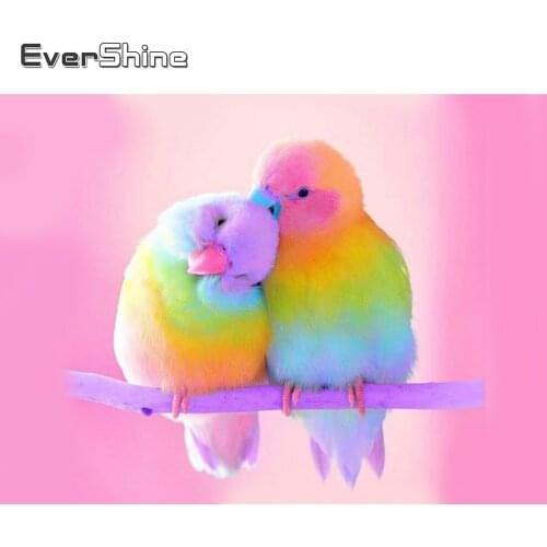 Evershine Diamond Mosaic Cross Stitch Kit Cartoon Colorful Bird 5D DIY Diamond Painting Full Drill Square Animals Paint Diamond