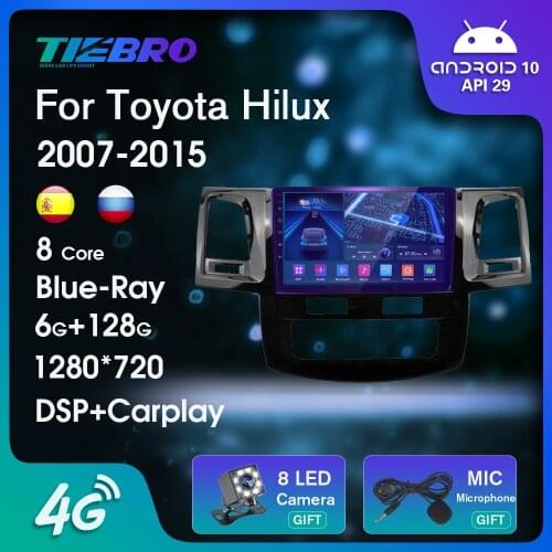 2DIN Android10 Blue-ray Car Radio For Toyota Fortuner Hilux 2007-2015 Auto Radio GPS Navigation Stereo Receiver Bluetooth Player