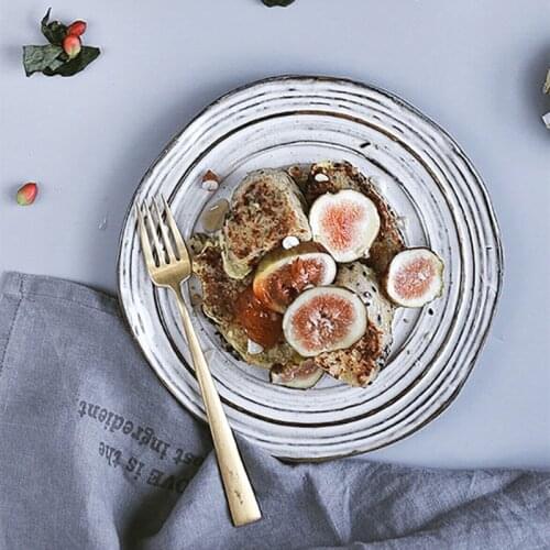 Japanese style ins wind plate dish plate dish creative retro ceramic personality net red steak western dinner plate home