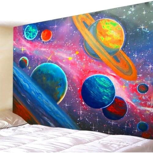 Universe Planet Space Nebula Big Art Tapestry Printed Wall Covering Psychedelic Galaxia Beach Towel Mandala Thin Blanket Yoga