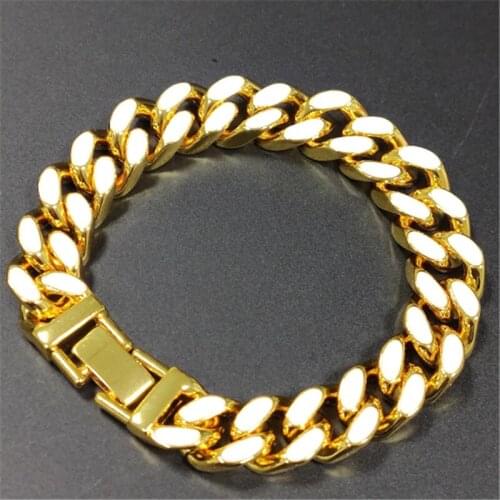 12mm Men Hip hop dripping oil Miami Cuban Bracelet Chain Bracelets For Women Men Jewelry CZ Link Chain Dropshipping