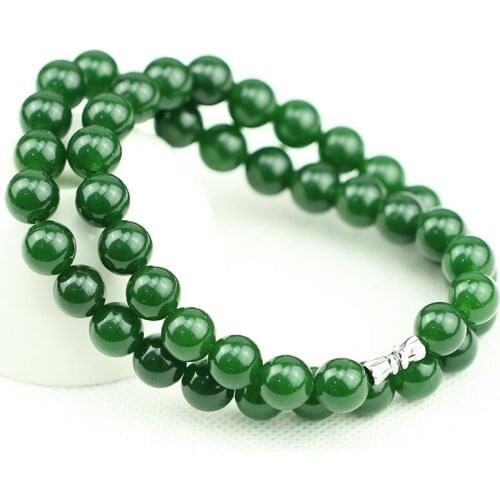 Bead Necklace Spinach Green Male Beads 10mm Necklace Chain