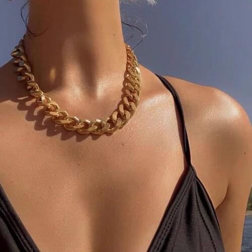 1 PC Personality Punk Fashion Gold Chain Necklace for Women Simple Clavicle Chain Necklace Party Jewelry Accessories