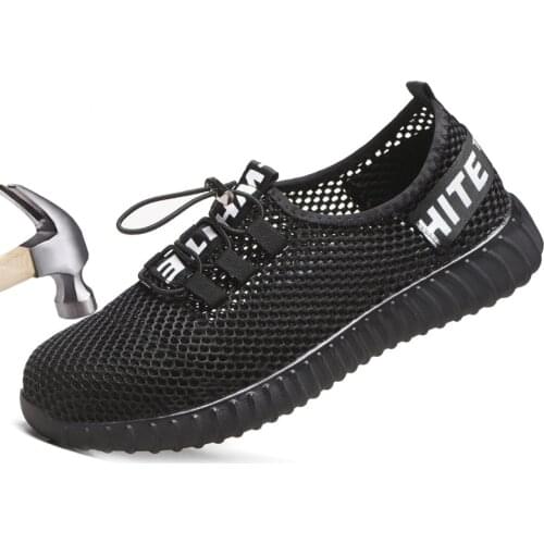 Breathable Safety Shoes Men Lightweight Summer Steel toe Safty Work Boots Anti-smashing Piercing Sandals Single Mesh Sneakers