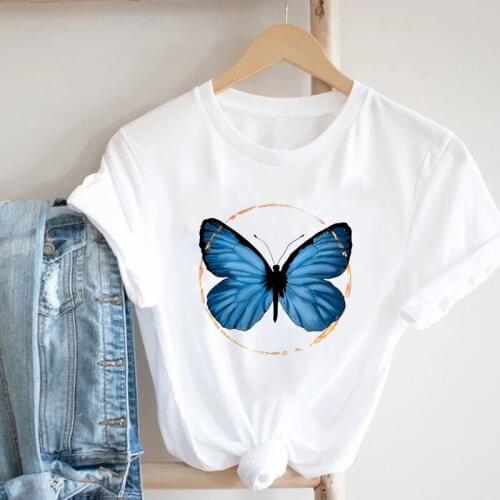 T-shirts For Women Butterfly Aesthetic Graphic t shirt O-neck T-shirt Short Sleeve t-shirt femme Fashion Top Female Tees