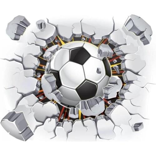 Custom mural on the wall wallpaper 3 d Cool football breaking the wall background home decor photo Wallpaper in the living room