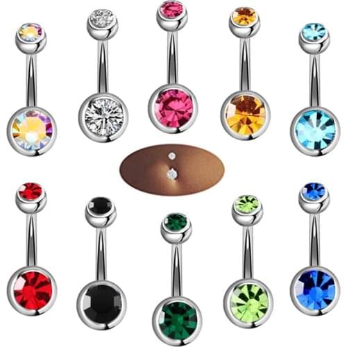 5/10/15/20pcs/lot Piercing Navel Surgical Steel Crystal Rhinestone Belly Button Rings Navel Piercing Ombligo Ball Nombril Hot