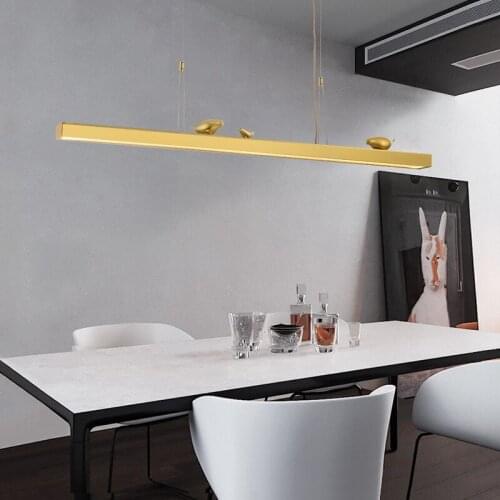 Minimalist strip chandelier restaurant lamp creative bar table lamp personality table lamp office full copper light luxury bird