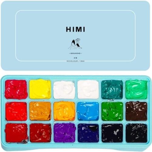 Gouache Paint Set 18 Vibrant Colors Non Toxic Paints with Portable Case Palette M17F