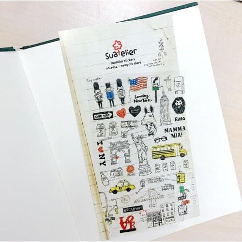 Korea Sonia Scrapbooking Sticker Newyork Diary Stationery DIY PVC Craft Decoration Home Supplies Suatelier Stickers